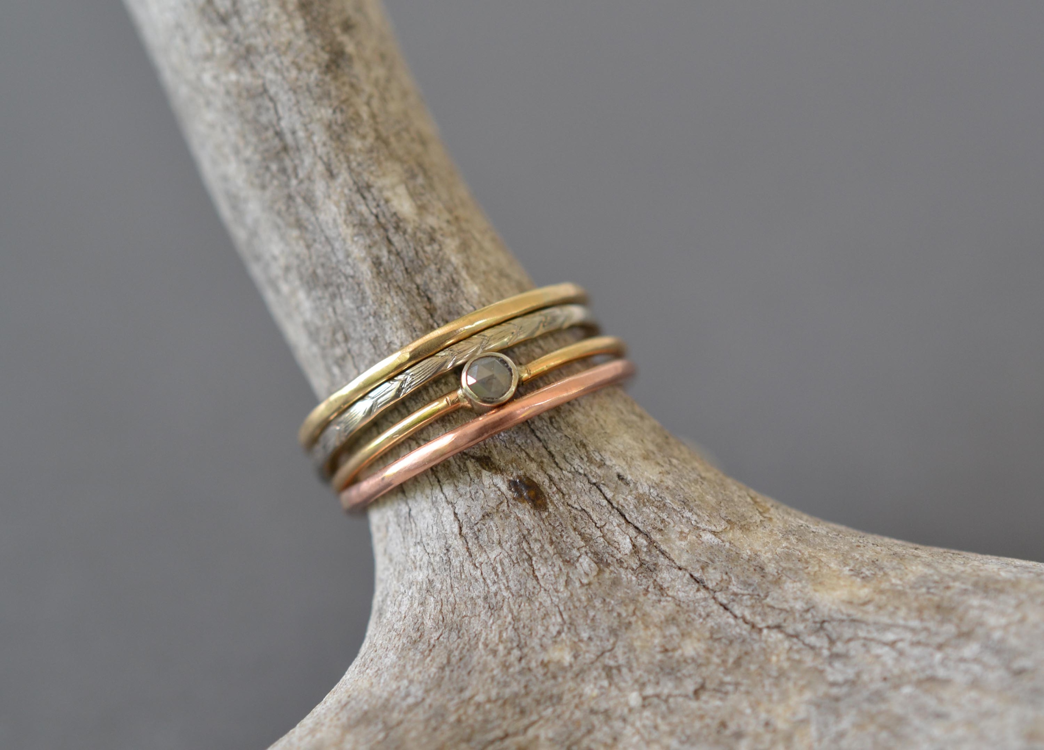 Gold Stacking Ring with Two Solid Gold Beads – Brandts Jewellery